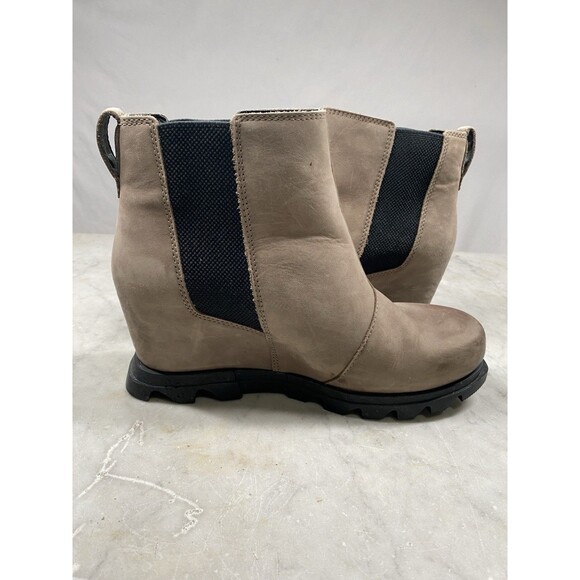 Sorel Joan Of Arctic Boots Women’s  8.5 Wedge Chelsea Slip-On Brown Suede - Picture 5 of 12